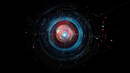 Poster - Vibrant abstract data visualization with circular light patterns