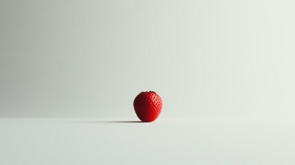 Poster - Fresh strawberry resting on white surface in studio setting