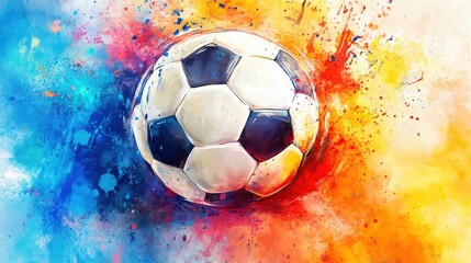 Aufkleber - Energetic soccer ball on abstract background during daytime