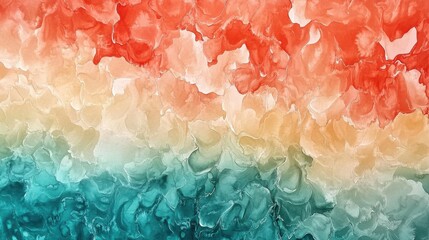 Aufkleber - Abstract painting blending coral, beige, and teal colors indoors