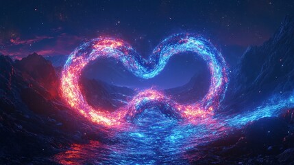 Aufkleber - Glowing infinity symbol energy formation in fantasy landscape