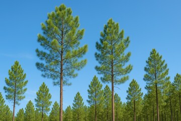 Poster - Evergreen Pines Against a Clear Blue Sky