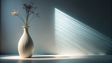 Poster - Elegant vase with dried flowers in a minimalist setting