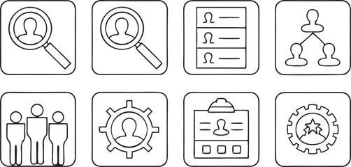 Fototapete - Recruitment and Headhunting Line Icons Set Comprising 30 Unique Editable Thin Black Outline Icons