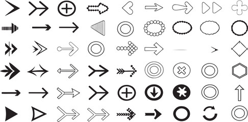 Fototapete - Direction Arrows Vector Icons Set Featuring 30 Unique Clean and Editable Black Outline Icons