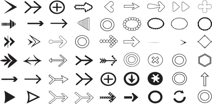 Direction Arrows Vector Icons Set Featuring 30 Unique Clean and Editable Black Outline Icons