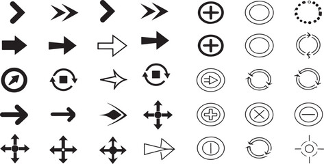 Fototapete - Rotational Arrow Line Icons Collection with 30 Unique Editable and Neat Black Outline Designs