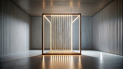 Poster - Illuminated frame and light installation in a modern architectural space