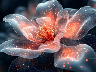 Poster - Fractal Floral Composition An Abstract Geometric Flower