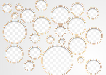 Aufkleber - White and golden papercut circles abstract geometric background. Vector graphic minimal paper design