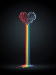 Poster - Rainbow Flowing From Brain to Heart Symbolizes Neurodiversity and Emotional Connection, Showcasing the Importance of Understanding and Acceptance