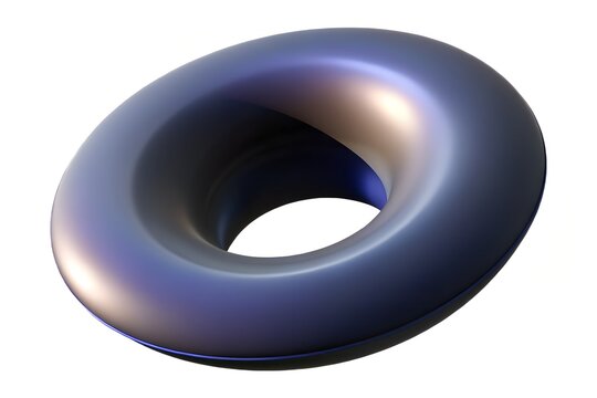 Smooth metallic torus with iridescent blue and gold highlights