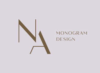 Poster - NA letter logo icon design. Classic style luxury initials monogram.
