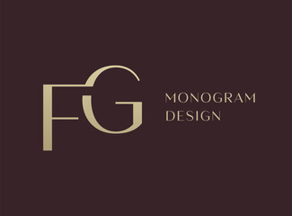 Poster - FG or GF letter logo icon design. Classic style luxury initials monogram.