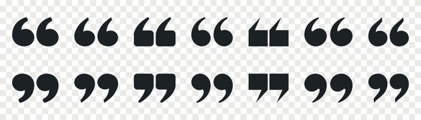 Quote mark flat vector icon set.
