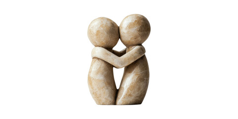 Poster - Stone Sculpture Of Embracing Figures. Symbol Of Love And Unity Isolated On Transparent Background