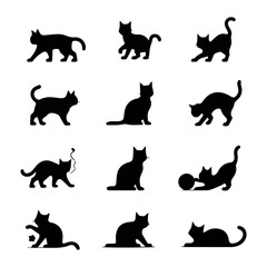 Naklejka na meble Collection of cat silhouettes vector graphics for pet lovers and animal enthusiasts design needs