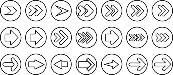 Fototapete - Minimal Line Style Arrow Icons Set 30 Ultra Thin Editable Black Outline Vector Icons