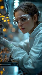 Poster - Aerospace technician assembling satellite components in a clean room