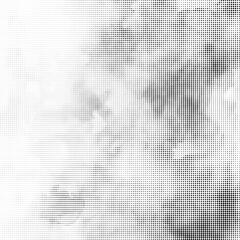 Poster - Black and white dotted halftone background.