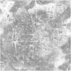 Poster - Black and white dotted halftone background.