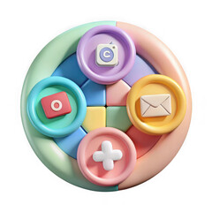 Fototapete - Colorful 3d app icons arranged in a circular pattern isolated on transparent background