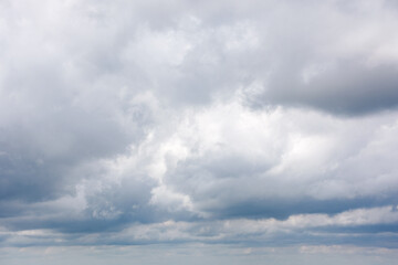 grey cumulus cloudscape of overcast sky. dramatic meteorology background. cloudy weather forecast in