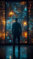 Poster - Businessman monitoring digital fraud detection system