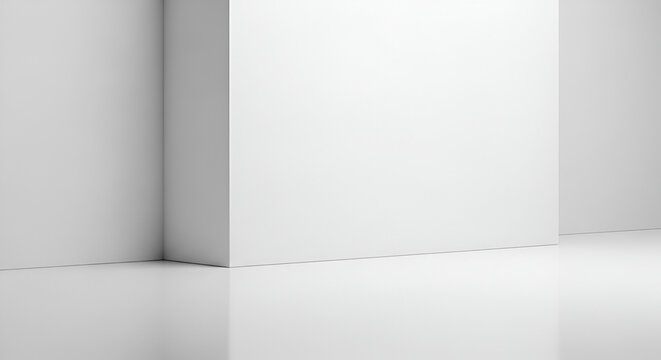 Clean Minimalist White Room Corner Background, Simple Modern Interior Design, Empty Space, Abstract Architecture