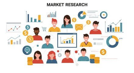 Poster - Market research vector illustration: flat style design for business analytics