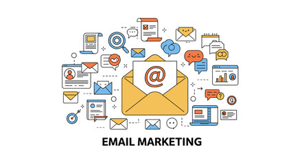 Poster - Email marketing vector illustration design flat style for digital campaign concepts