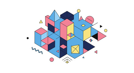 Poster - Geometric abstract composition vector illustration in flat style for modern art design