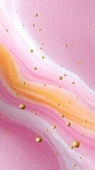 Poster - Abstract vibrant fluid swirl artwork with pink orange and white colors accented by gold glitter and particles on smooth background for modern creative design