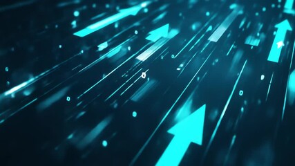 Poster - Abstract turquoise arrows ascend through digital space, symbolizing growth, progress, technology, and upward movement