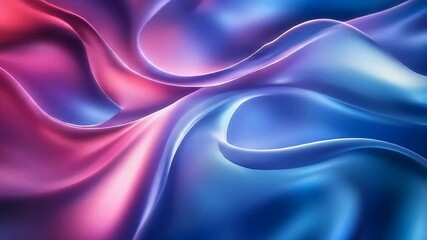 Poster - Abstract animation, flowing blue and pink waves, evokes feelings, serenity, tranquility, and dynamic energy