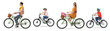 © New Africa - People riding bicycles on white background. Collection of photos