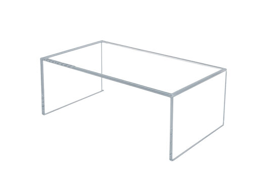 Modern silver metal frame table, isolated on transparent background design