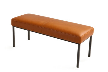 Fototapete - Modern brown leather bench on transparent background, isolated furniture piece