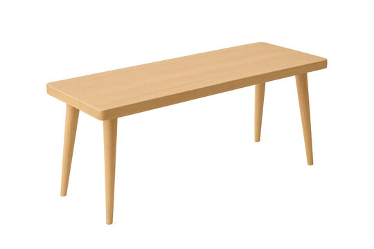Wooden bench isolated on transparent background, furniture, studio shot, home decor.