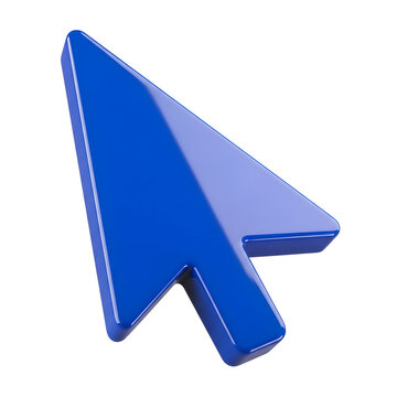 Pointer Icon: A striking, three-dimensional computer pointer icon, designed with a sleek, blue, and glossy aesthetic, against a clean backdrop, symbolizing direction and digital interaction.