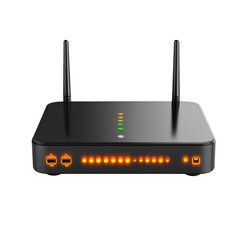 Poster - Sleek Black Wireless Router Connection Home Network Technology Internet on transparent background