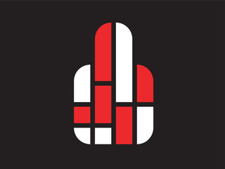 Poster - Geometric Modern Finger Gesture Symbol Illustration on Black Background
