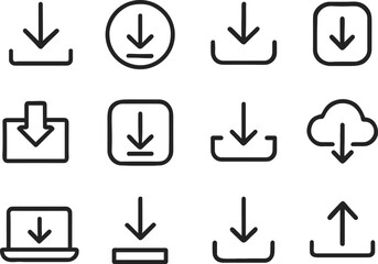 Poster - Download Arrow Icon Set Vector Illustration with Various Styles for User Interface and Web Design Projects