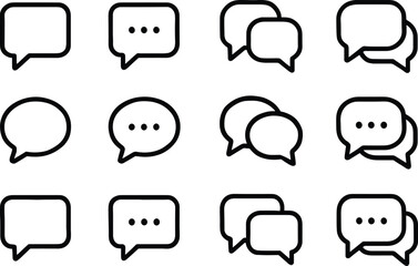 Poster - Collection of Speech Bubble Icons Representing Communication and Dialogue in a Simple Outline Style