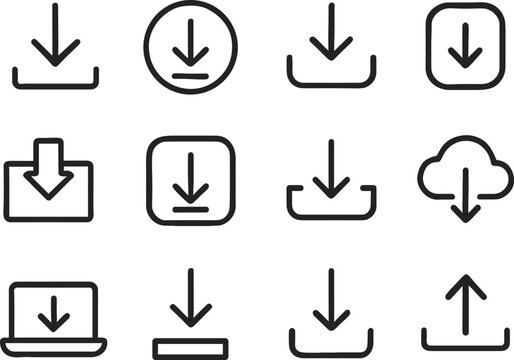 Download Arrow Icon Set Vector Illustration with Various Styles for User Interface and Web Design Projects