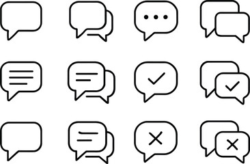 Poster - Set of Speech Bubble Icons Representing Communication and Dialogue in a Clean Line Art Style