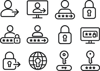 Poster - User Account Icon Set Vector Illustration for Login and Security in User Interface Design Projects