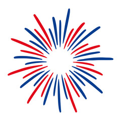 Poster - Illustration of a burst pattern with red and blue rays emanating from a central point design