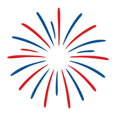 Poster - Illustration of a burst pattern with alternating red and blue stripes radiating outwards from center