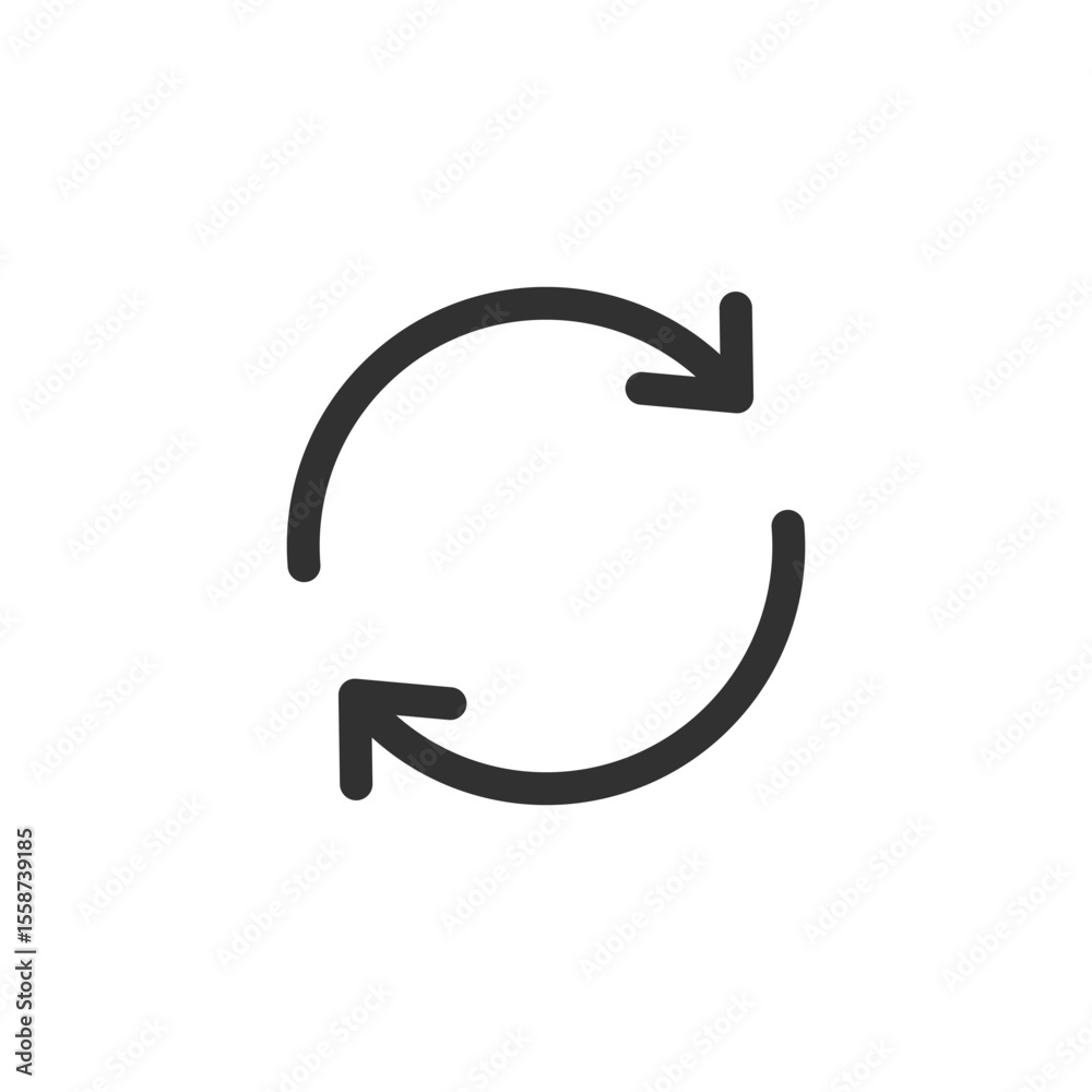 Refresh icon with circular arrows, linear icon. Reload, update, or sync ...